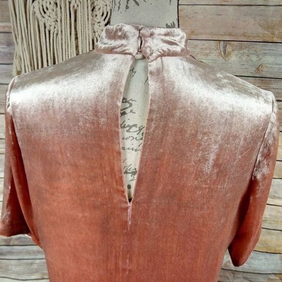Revolve | A.L.C. ‘Blaise’ Blush Pink Velvet Relaxed Choker Collar Keyhole Top - Picture 6 of 10